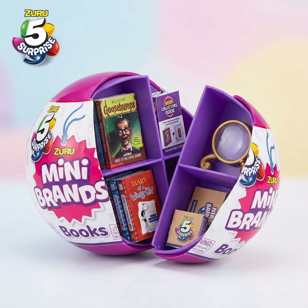 Official ZURU 5 Surprise Mini Brands Books capsule with readable micro books and miniature magnifying glass